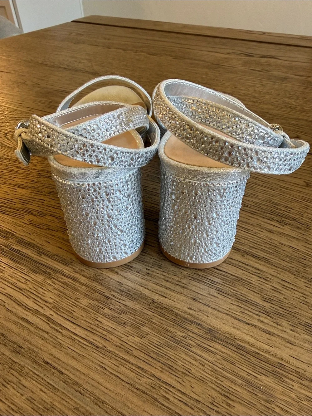 GB Girls Sparkle Silver Platform Dress Sandals